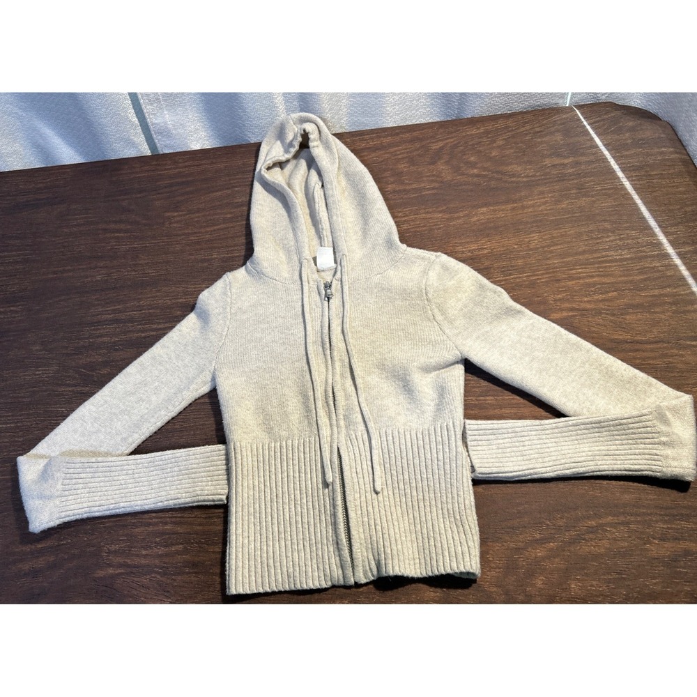 Gilly Hicks Women's Zip-Up Sweater Hoodie Beige Size XS